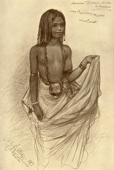 Bishari dívka, More, Egypt, od Christian Wilhelm Allers