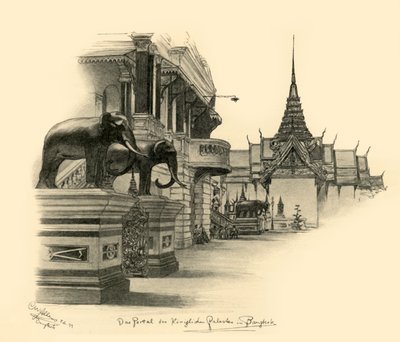 Vchod do královského paláce v Bangkoku, Siam, 1898. od Christian Wilhelm Allers