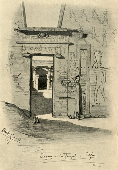 Vchod do chrámu v Edfu, Egypt, 1898. od Christian Wilhelm Allers