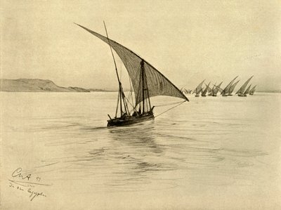 Feluccas na řece Nilu, Káhira, Egypt, 1898. od Christian Wilhelm Allers