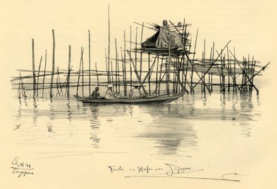 Dům na kůlech a rybáři v Singapuru Harbour, 1898. od Christian Wilhelm Allers