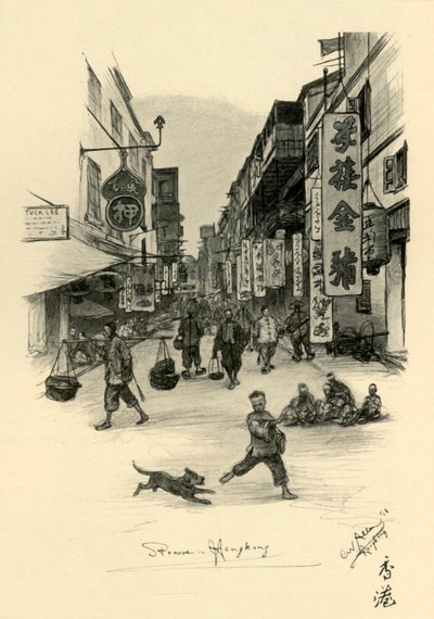 Ulice v Hong Kongu, 1898. od Christian Wilhelm Allers