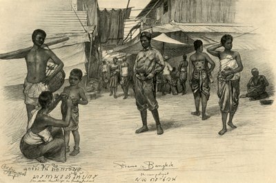 Pouliční scéna, Bangkok, Siam, 1898. od Christian Wilhelm Allers