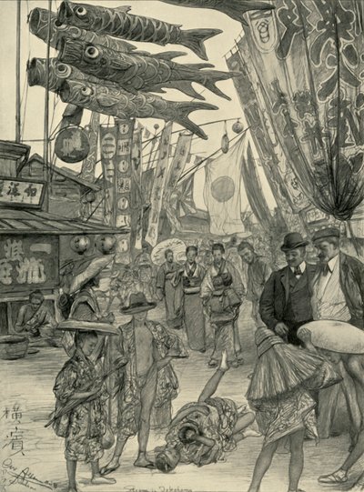 Pouliční scéna, Yokohama, Japonsko, 1898. od Christian Wilhelm Allers