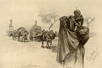 Žena a dítě poblíž mostu Kobri el Gezira, Káhira, 1898. od Christian Wilhelm Allers