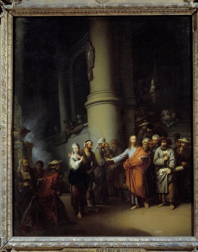Kristus a cizoložná žena. Christian Wilhelm Ernst Dietrich (1712-1774) od Christian Wilhelm Ernst Dietrich