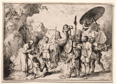 Jáhen Filip křtí eunucha. od Christian Wilhelm Ernst Dietrich