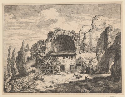 Krajina se zříceninami a hospodářskými budovami od Christian Wilhelm Ernst Dietrich