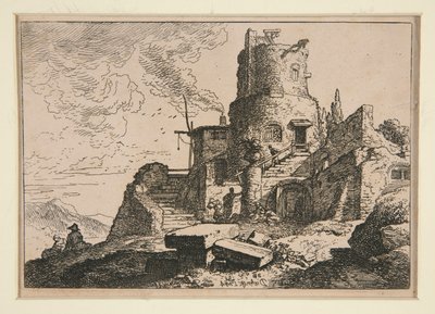 Krajina s věží od Christian Wilhelm Ernst Dietrich