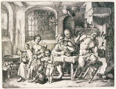 Satyr a rolníci od Christian Wilhelm Ernst Dietrich