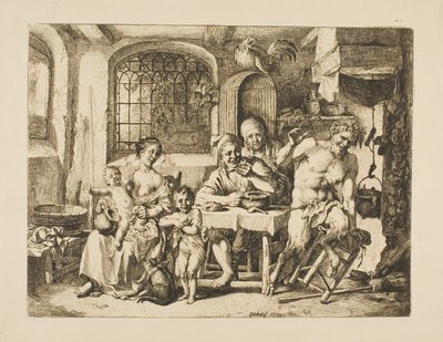 Satyr v selském domě ve stylu Jordaense od Christian Wilhelm Ernst Dietrich