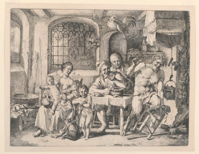 Satyr v Selském domě od Christian Wilhelm Ernst Dietrich