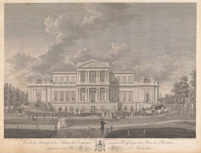 Welgelegen: Pohled na fasádu venkovského domu s názvem Welgelegen v Harlem Wood, patřící panu Henry Hope z Amsterdamu od Christian von Mechel