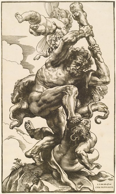 Herkules bojující proti zuřivosti a nesvornosti od Christoffel Jegher after Sir Peter Paul Rubens