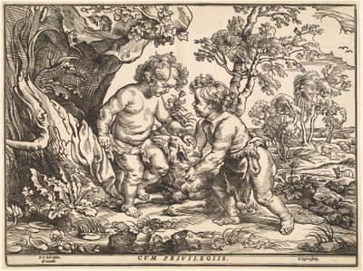 Jezulátko a svatý Jan hrající si s beránkem od Christoffel Jegher after Sir Peter Paul Rubens