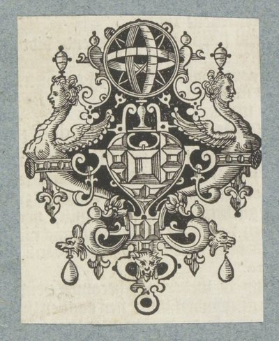Ornament s drahokamy a nebeský glóbus od Christoffel van Sichem (II) (possibly)