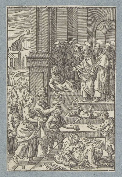 Ananiáš a Safira od Christoffel van Sichem (II)