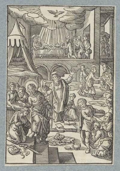 Apoštolové křtí nové věřící v Jeruzalémě od Christoffel van Sichem (II)