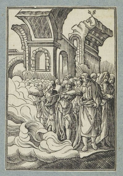 Mojžíš rozděluje vodu se svou holí od Christoffel van Sichem (II)