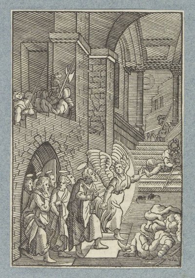Petr a ostatní apoštolové jsou propuštěni z vězení andělem od Christoffel van Sichem (II)