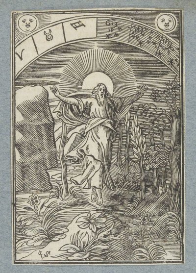 Čtvrtý den stvoření: stvoření slunce, měsíce a hvězd od Christoffel van Sichem (II)