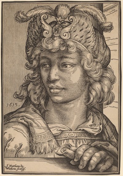Busta mladého muže od Christoffel van Sichem I after Jacob Matham