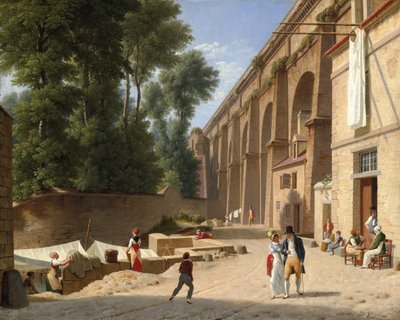 Dánština:  Akvædukten i Arcueil Krajina pod akvaduktem v Arcueil u Paříže. od Christoffer Wilhelm Eckersberg