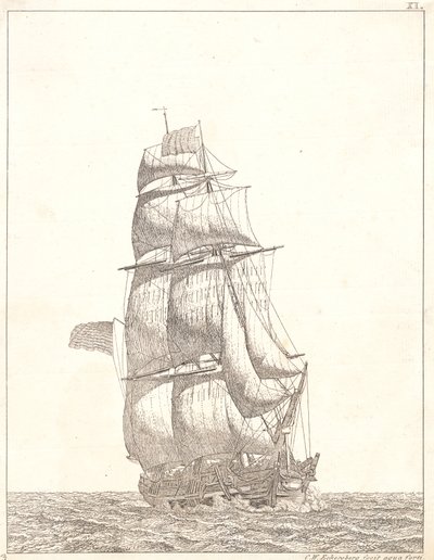 Dánština:  Severoamerická briga od Christoffer Wilhelm Eckersberg