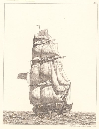 Dánština:  Severoamerická briga od Christoffer Wilhelm Eckersberg