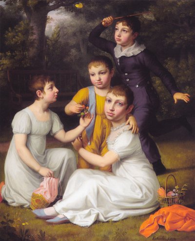 Portrét čtyř nejstarších dětí Johannese Søbøtkera v Hummeltofte. od Christoffer Wilhelm Eckersberg