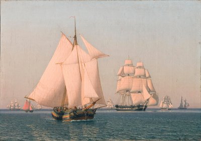 Lodě pod plachtami v mírném vánku za jasného letního odpoledne od Christoffer Wilhelm Eckersberg