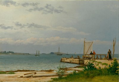Pohled na Koster z mola u Kallehave od Christoffer Wilhelm Eckersberg