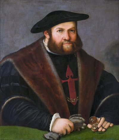 Německy: Portrét Ulricha Ehingera (1485-1537) (Portrét rytíře ze Santiaga) Ulrich Ehinger jako rytíř řádu ze Santiaga od Christoph Amberger