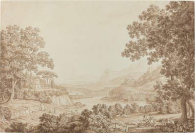 Arkádská krajina s mauzoleem od Christoph Heinrich Kniep