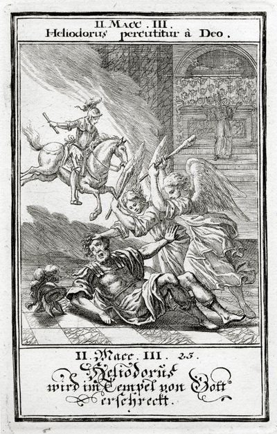 Bůh děsí Heliodora v chrámu, 2 Makabejské (3:21-28), 1695 od Christoph Weigel