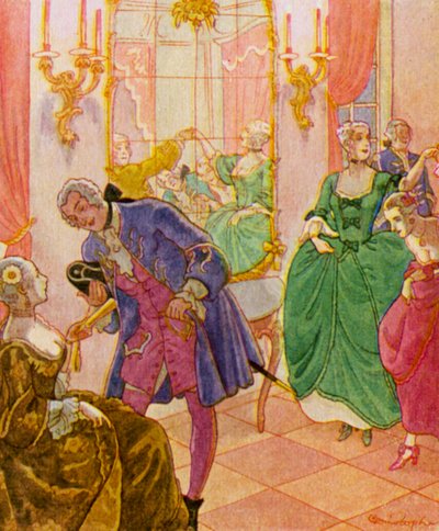 Menuett / Menuet (barevná litografie) od Christophe (1856-1945)