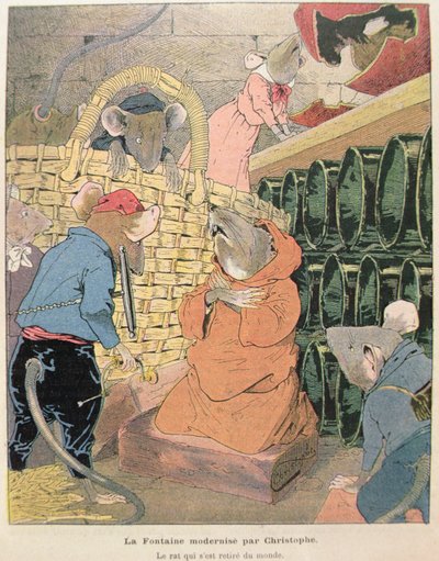 Ilustrace Krysy, která se stáhla ze společnosti z bajek od Jean de La Fontaine (1621-95) 1902 (barevná rytina) od Christophe 1856 1945 Christophe 1856 1945