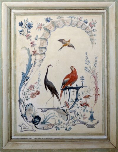 Ptačí znamení velkého obývacího pokoje zámku Champs sur Marne. Obraz Christophe Huet (1700-1759) od Christophe Huet