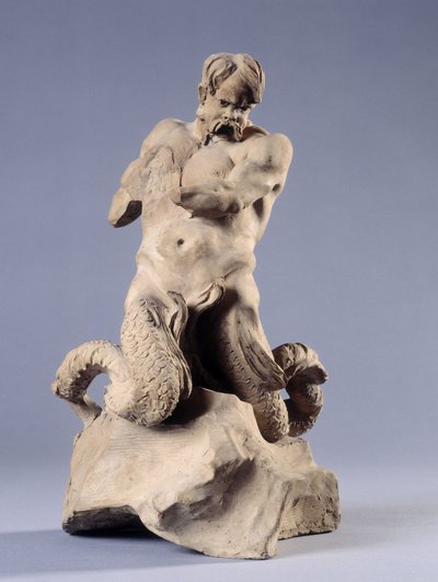 Triton. Kamenná socha od Christophe Veyrier