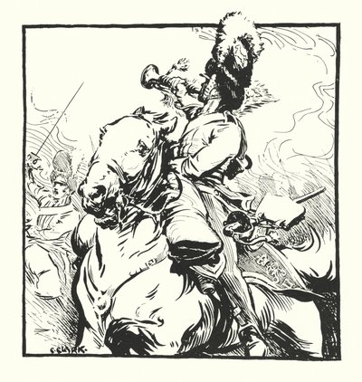 Bugler of the Scots Greys, kresba pro reklamu na cigarety Major Drapkin & Co