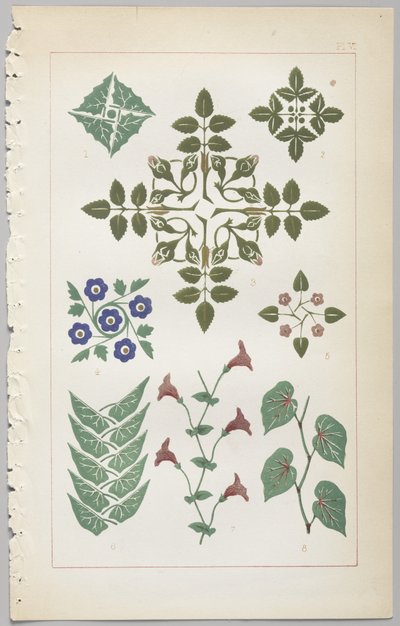 The art of decorative design : with an appendix, giving the hours of the day at which flowers open (Umění dekorativního designu : s přílohou, která uvádí denní hodiny, v nichž se květiny otevírají), vydalo nakladatelství Day & Son, Londýn, 1862. od Christopher Dresser
