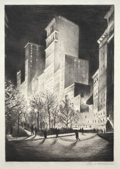 Three AM: A Corner by Madison Avenue (také známá jako 2 AM New York and Metropolis) od Christopher Richard Wynne Nevinson