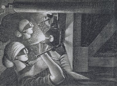 Acetylen Welders, 1917 (lept a suchá jehla) od Christopher Richard Wynne Nevinson