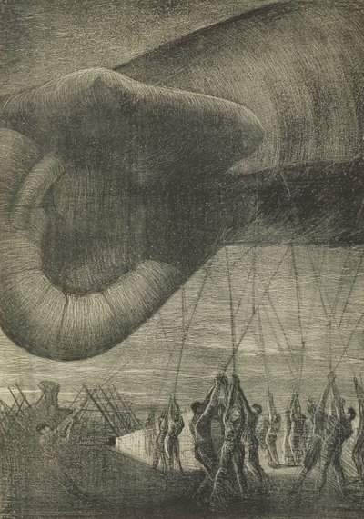 Stažení pozorovacího balónu v noci, 1918 od Christopher Richard Wynne Nevinson