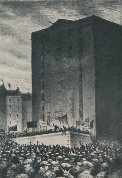 Železniční stávka - Setkání na Tower Hill, 1919, 1920 od Christopher Richard Wynne Nevinson