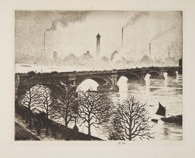Most Waterloo z okna Savoy, pub.1925 (lept) od Christopher Richard Wynne Nevinson