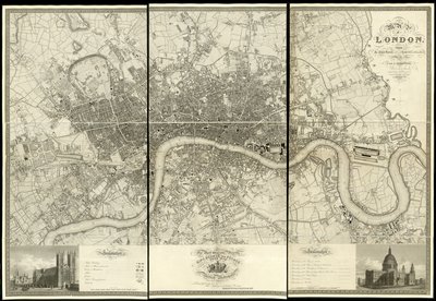 Mapa Londýna podle skutečného průzkumu z roku 1824 od Christopher and John (fl.1821 40) Greenwood