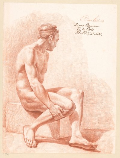 Sedící mužský akt, boční pohled (1. cena 1794) od Chrétien Dubois