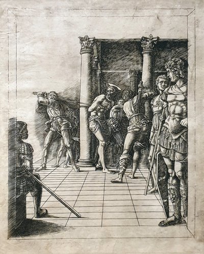 Bičování Krista od Circle of Andrea Mantegna