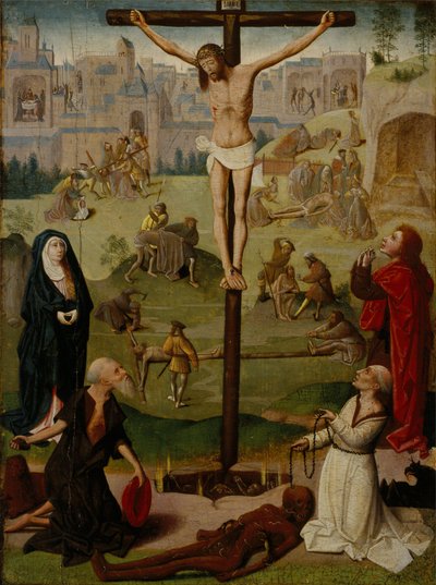Ukřižování se svatým Jeronýmem a sv. Dominikem a scénami z vášně od Circle of Geertgen tot Sint Jans